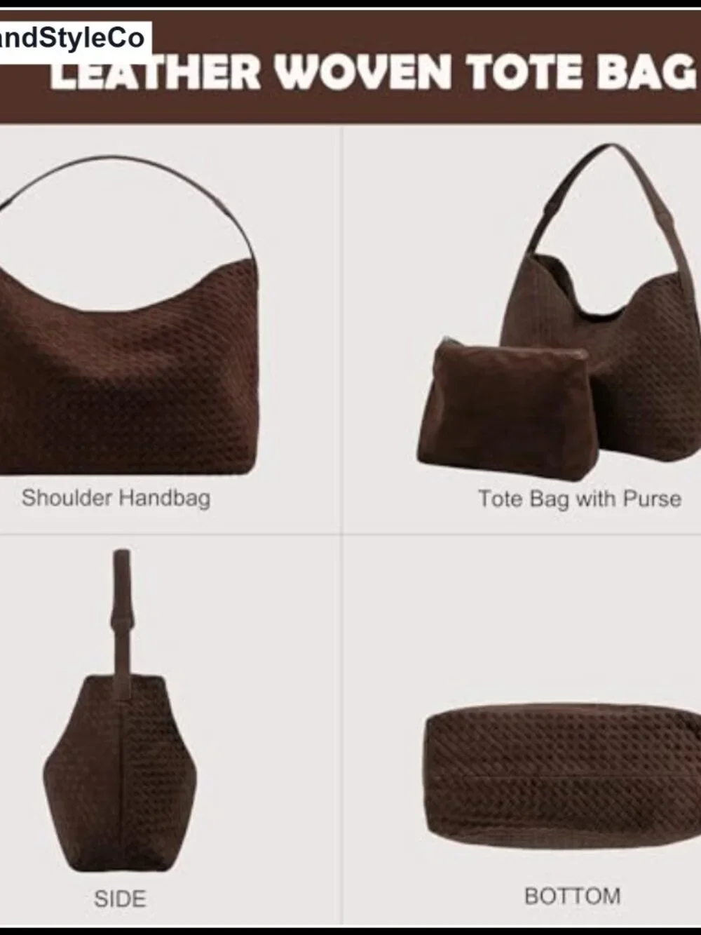 Vintage Suede Woven Hobo Bag, Large Faux Leather Shoulder Tote Handbag with